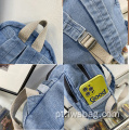 Zíper personalizado elegante mochila vintage mochila não desbotável bolsa de jeans de jeans da escola de denim backpack aceita o logotipo de impressão